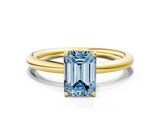 Yellow gold Fancy Blue Emerald  Solitaire Diamond Ring with Four-Prong Setting on a Plain Band_20
