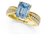 Yellow gold Fancy Blue Emerald  Solitaire Diamond Ring with Milgrain Pavé Band and Four-Prong Setting_38
