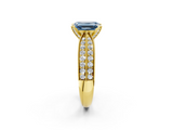 Yellow gold Fancy Blue Emerald  Solitaire Diamond Ring with Milgrain Pavé Band and Four-Prong Setting_39
