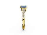 Yellow gold Fancy Blue Emerald  Solitaire Diamond Ring with Pavé Band and Four-Prong Setting_81
