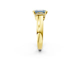 Yellow gold Fancy Blue Emerald  Solitaire Diamond Ring with Pave Band and Six-Prong Setting_34