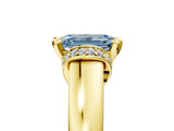 Yellow gold Fancy Blue Emerald  Solitaire Diamond Ring with Pave Band and Six-Prong Setting_37
