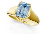 Yellow gold Fancy Blue Emerald  Solitaire Diamond Ring with Six-Prong Cathedral Setting_33