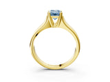 Yellow gold Fancy Blue Emerald  Solitaire Diamond Ring with Six-Prong Cathedral Setting_35