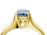 Yellow gold Fancy Blue Emerald  Solitaire Diamond Ring with Six-Prong Cathedral Setting_36