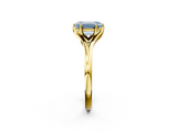 Yellow gold Fancy Blue Emerald  Solitaire Diamond Ring with Six-Prong Setting and Tapered Band_19