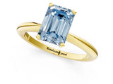 Yellow gold Fancy Blue Emerald  Solitaire Diamond Ring with Six-Prong Setting on a Classic Band 1