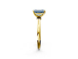 Yellow gold Fancy Blue Emerald  Solitaire Diamond Ring with Six-Prong Setting on a Classic Band 2
