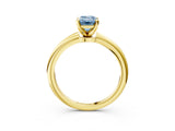 Yellow gold Fancy Blue Emerald  Solitaire Diamond Ring with Six-Prong Setting on a Classic Band 3