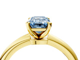 Yellow gold Fancy Blue Emerald  Solitaire Diamond Ring with Six-Prong Setting on a Classic Band 4