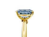 Yellow gold Fancy Blue Emerald  Solitaire Diamond Ring with Six-Prong Setting on a Classic Band 5