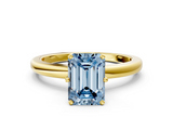 Yellow gold Fancy Blue Emerald  Solitaire Diamond Ring with Six-Prong Setting on a Classic Band_3