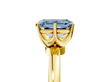 Yellow gold Fancy Blue Emerald  Solitaire Diamond Ring with Six-Prong Setting on a Classic Band_8