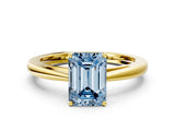 Yellow gold Fancy Blue Emerald  Solitaire Diamond Ring with Split Shank and Four-Prong Setting_12