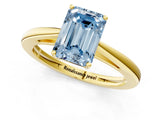 Yellow gold Fancy Blue Emerald  Solitaire Diamond Ring with Split Shank and Four-Prong Setting_13