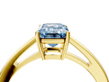 Yellow gold Fancy Blue Emerald  Solitaire Diamond Ring with Split Shank and Four-Prong Setting_16