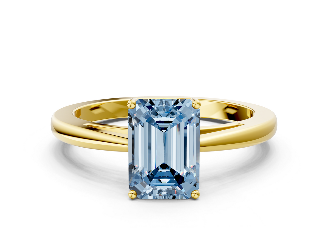 Yellow gold Fancy Blue Emerald  Solitaire Diamond Ring with Split Shank and Four-Prong Setting_20