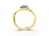 Yellow gold Fancy Blue Emerald  Solitaire Diamond Ring with Split Shank and Prong Setting_44