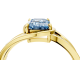 Yellow gold Fancy Blue Emerald  Solitaire Diamond Ring with Split Shank and Prong Setting_45