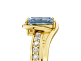Yellow gold Fancy Blue Emerald  Solitaire Diamond Ring with Split Shank and Prong Setting_46