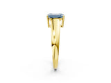 Yellow gold Fancy Blue Emerald  Solitaire Diamond Ring with Tapered Band and Four-Prong Setting_51
