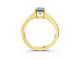 Yellow gold Fancy Blue Emerald  Solitaire Diamond Ring with Tapered Band and Four-Prong Setting_52
