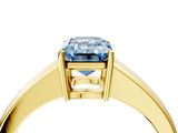 Yellow gold Fancy Blue Emerald  Solitaire Diamond Ring with Tapered Band and Four-Prong Setting_53
