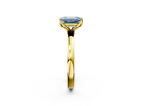 Yellow gold Fancy Blue Emerald  Solitaire Diamond Ring with Thin Band and Four-Prong Setting_5
