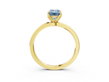 Yellow gold Fancy Blue Emerald  Solitaire Diamond Ring with Thin Band and Four-Prong Setting_6