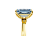 Yellow gold Fancy Blue Emerald  Solitaire Diamond Ring with Thin Band and Four-Prong Setting_8