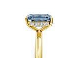 Yellow gold Fancy Blue Emerald  Solitaire Diamond Ring with a Classic Band and Four-Prong Setting 5