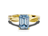 Yellow gold Fancy Blue Emerald  Solitaire Diamond Twisted Band with Four-Prong Setting_28