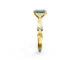 Yellow gold Fancy Blue Emerald  Solitaire Diamond Twisted Band with Four-Prong Setting_30
