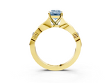 Yellow gold Fancy Blue Emerald  Solitaire Diamond Twisted Band with Four-Prong Setting_31