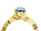 Yellow gold Fancy Blue Emerald  Solitaire Diamond Twisted Band with Four-Prong Setting_32