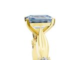 Yellow gold Fancy Blue Emerald  Solitaire Diamond Twisted Band with Four-Prong Setting_33