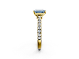 Yellow gold Fancy Blue Emerald  Solitaire Diamond with Pavé Band and Four-Prong Setting_51