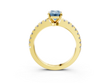 Yellow gold Fancy Blue Emerald  Solitaire Diamond with Pavé Band and Four-Prong Setting_52