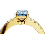 Yellow gold Fancy Blue Emerald  Solitaire Diamond with Pavé Band and Four-Prong Setting_53