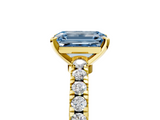 Yellow gold Fancy Blue Emerald  Solitaire Diamond with Pavé Band and Four-Prong Setting_54