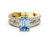 Yellow gold Fancy Blue Emerald  Solitaire Diamond with Pave and Channel Set Band_42