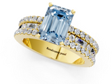 Yellow gold Fancy Blue Emerald  Solitaire Diamond with Pave and Channel Set Band_43