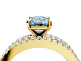 Yellow gold Fancy Blue Emerald  Solitaire Diamond with Pave and Channel Set Band_46