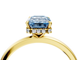 Yellow gold Fancy Blue Emerald  Solitaire Engagement Ring with Cathedral Band and Four-Prong Setting_25