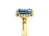 Yellow gold Fancy Blue Emerald  Solitaire Engagement Ring with Cathedral Band and Four-Prong Setting_26