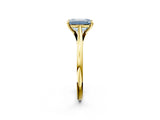 Yellow gold Fancy Blue Emerald  Solitaire Engagement Ring with Four-Prong Setting and Classic Band 3