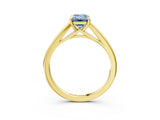 Yellow gold Fancy Blue Emerald  Solitaire Engagement Ring with Four-Prong Setting and Classic Band 4