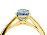 Yellow gold Fancy Blue Emerald  Solitaire Engagement Ring with Four-Prong Setting and Classic Band 5