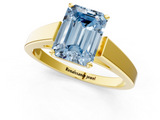 Yellow gold Fancy Blue Emerald  Solitaire Engagement Ring with Four-Prong Setting and Tapered Band_4