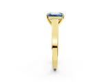 Yellow gold Fancy Blue Emerald  Solitaire Engagement Ring with Four-Prong Setting and Tapered Band_5